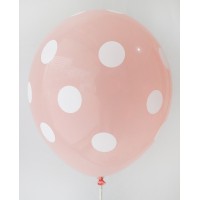 Salmon Pink - White Polkadots Printed Balloons